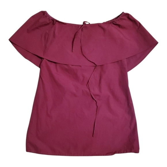Alice + Olivia Jada Caped Off the shoulder Cotton Mini Dress Burgundy Size Small - Picture 2 of 10